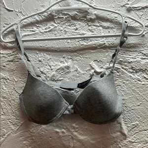 Soft Gray T-Shirt Bra with Molded Cups and Adjustable Straps